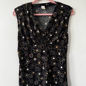 Y2k Black Sleeveless top with Circle Pattern